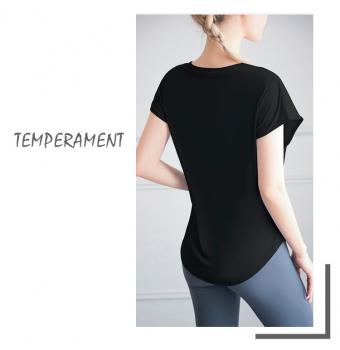 Großhandel B2B T-shirt short sleeve Damen Fitness Workout Wear Damen Schwarz Größe L